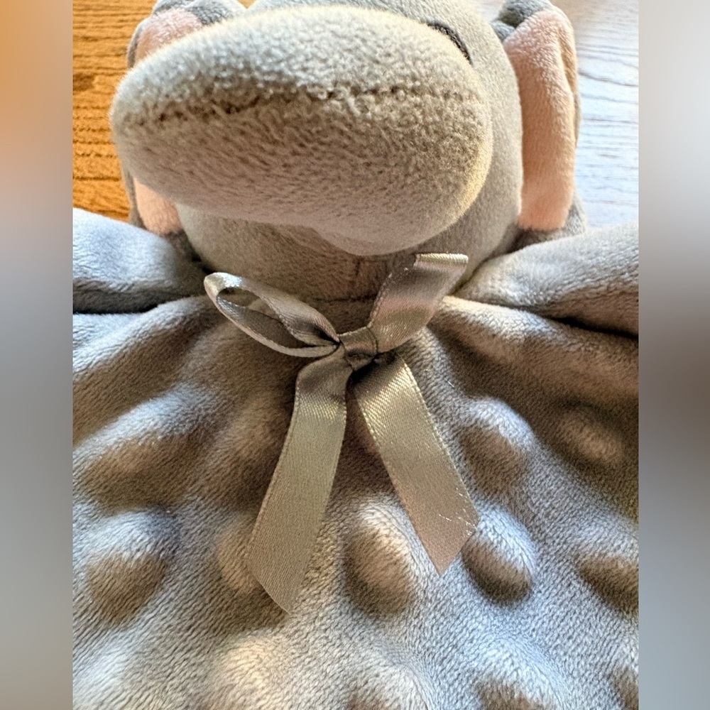 Gray Minky Elephant Baby Lovey Lovie Security Blanket with satin trim - Picture 5 of 17